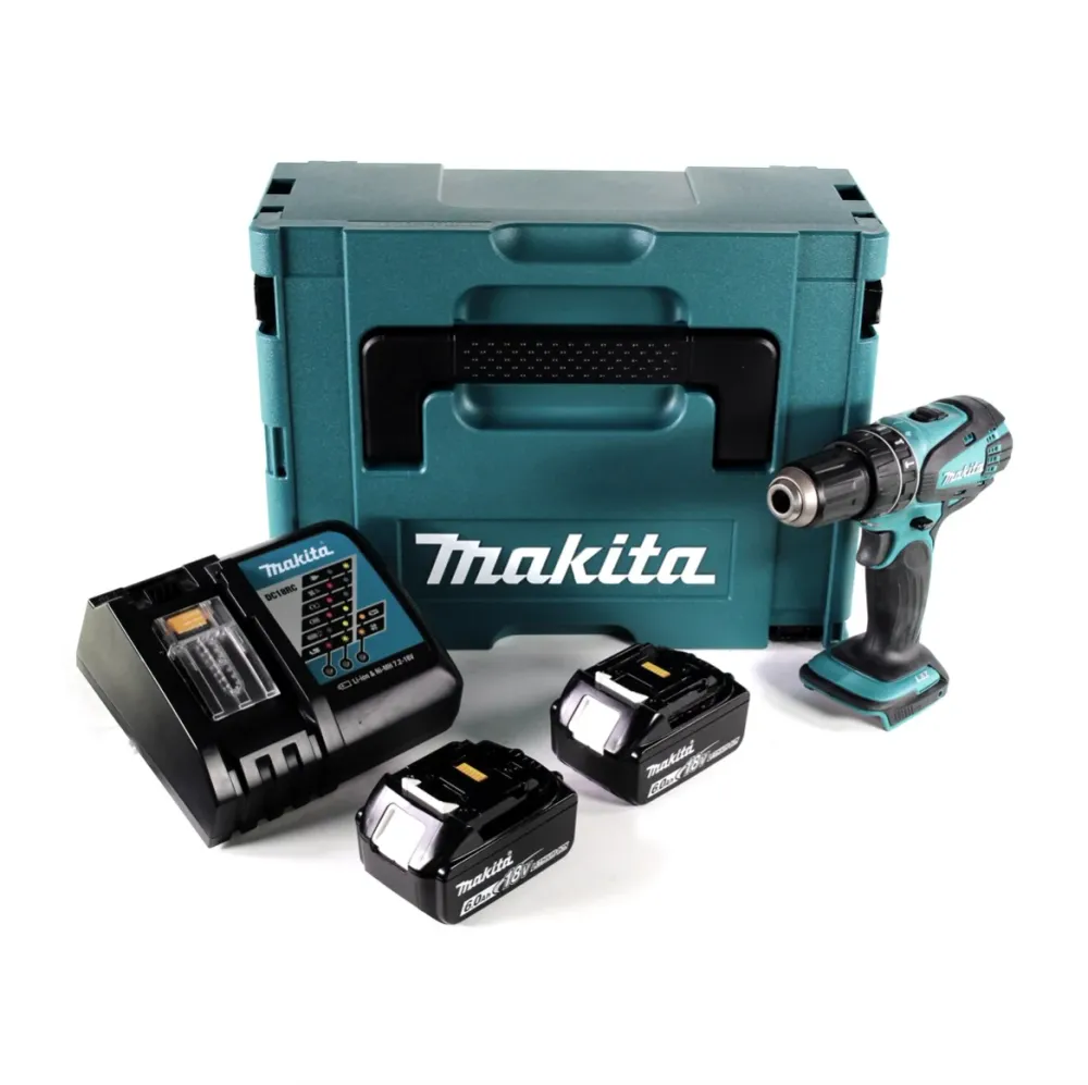 Taladro percutor inalámbrico Makita DHP 456 RGJ 18 V 50 Nm + Makpac + 2x baterí 6,0Ah + cargador