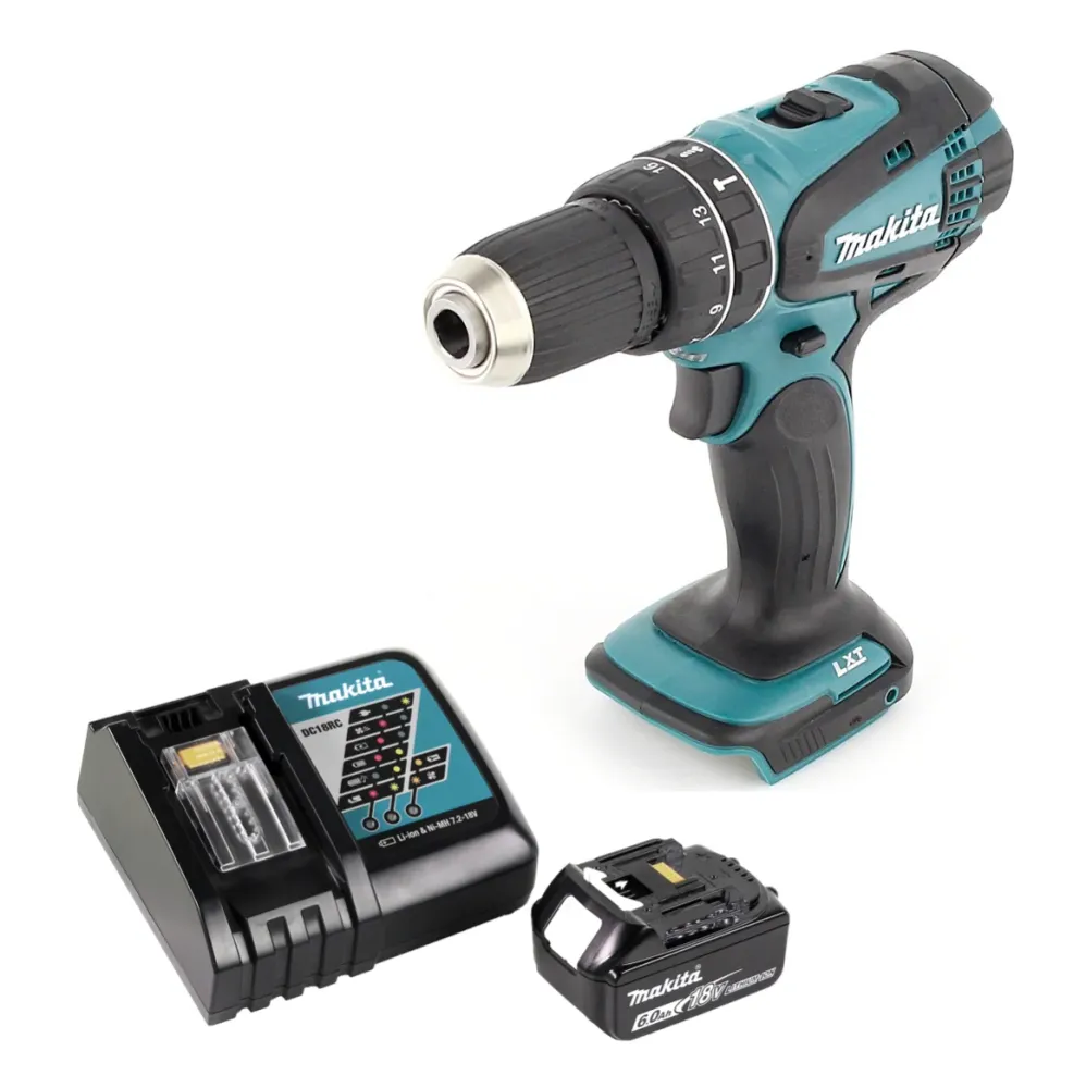 Taladro percutor inalámbrico Makita DHP 456 RG1 18 V 50 Nm + 1x baterí 6,0 Ah + cargador