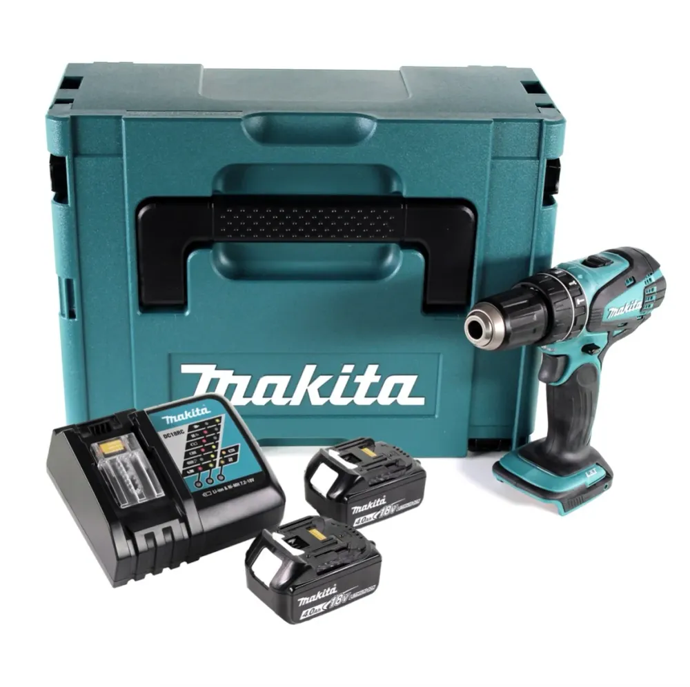 Taladro percutor inalámbrico Makita DHP 456 RMJ 18 V 50 Nm + Makpac + 2x baterí 4,0Ah + cargador