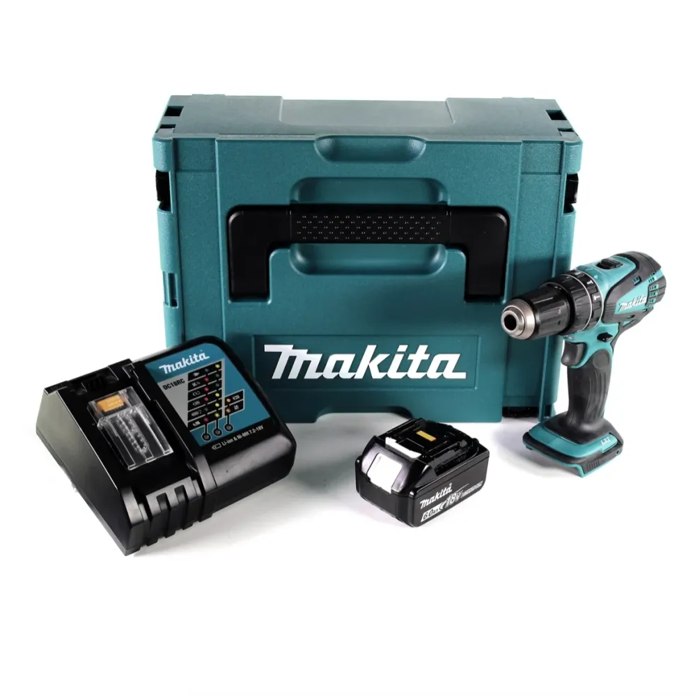 Taladro percutor inalámbrico Makita DHP 456 RG1J 18 V 50 Nm + Makpac + 1x baterí 6,0Ah + cargador