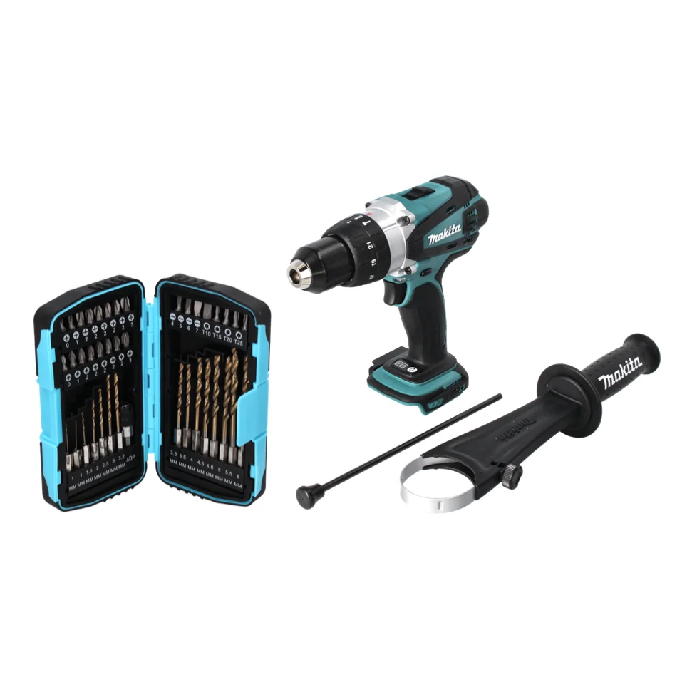 Taladro percutor inalámbrico Makita DHP 458 Z 18 V 91 Nm + juego de brocas de 40 piezas - sin baterí, sin cargador