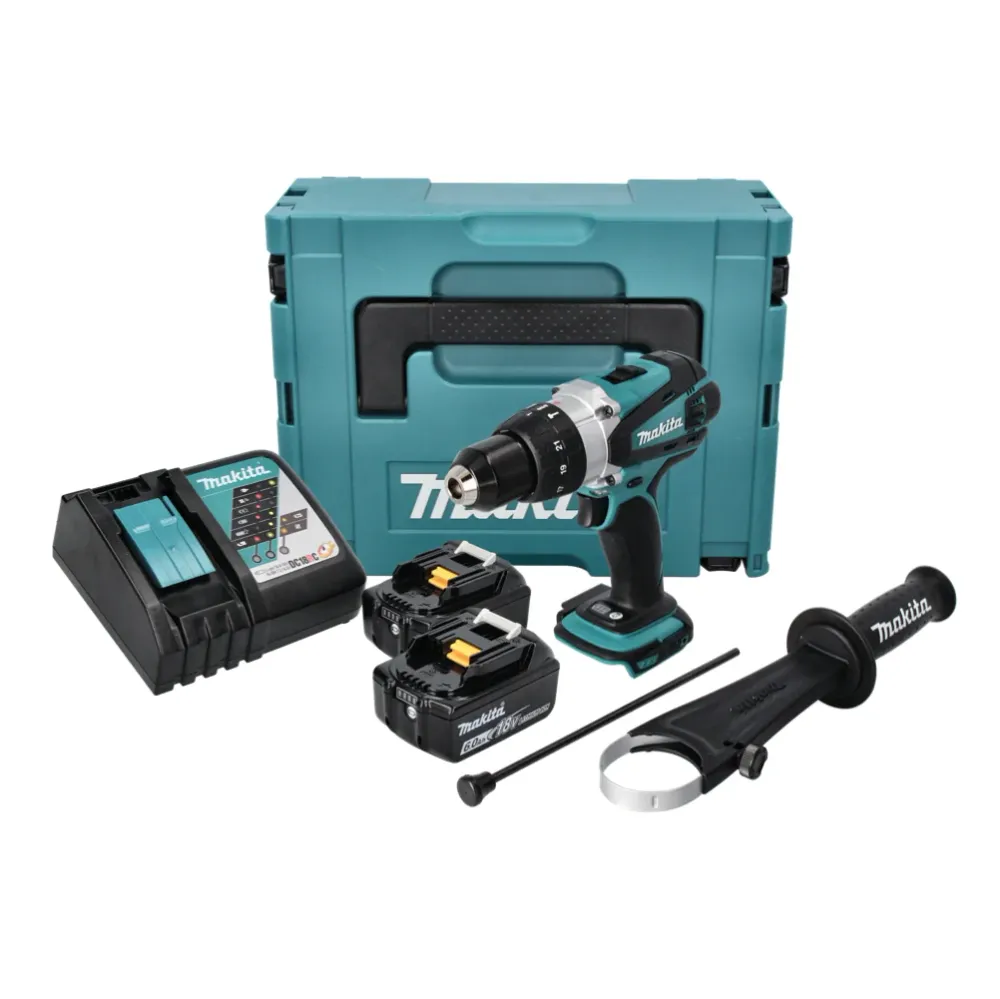 Taladro percutor inalámbrico Makita DHP 458 RGJ 18 V 91 Nm + 2x Baterías 6.0 Ah + Cargador + Makpac