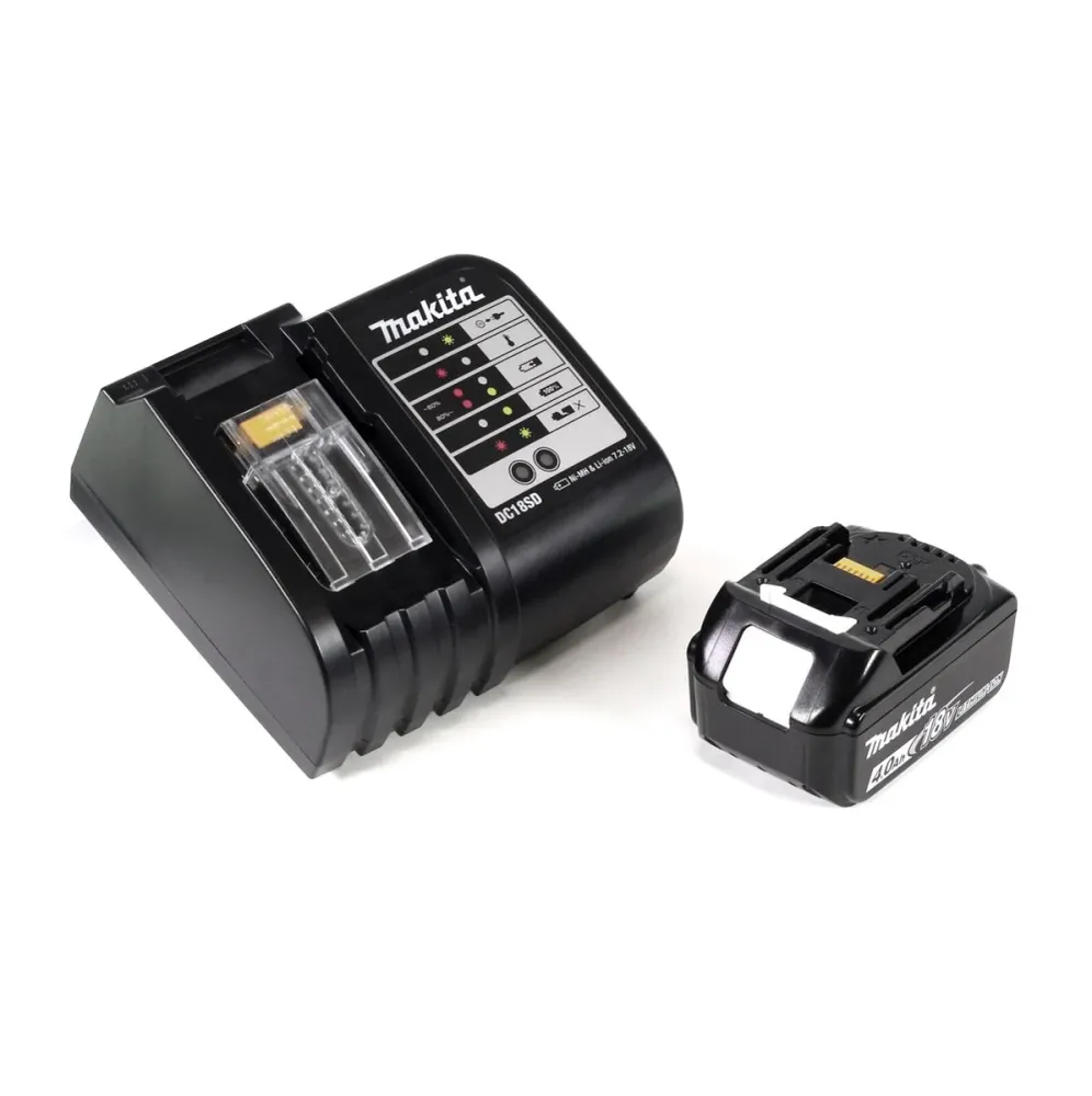 Taladro percutor inalámbrico Makita DHP 459 SMTK 18 V 45 Nm sin escobillas + 1x baterí 4,0 Ah + cargador + set de accesori...