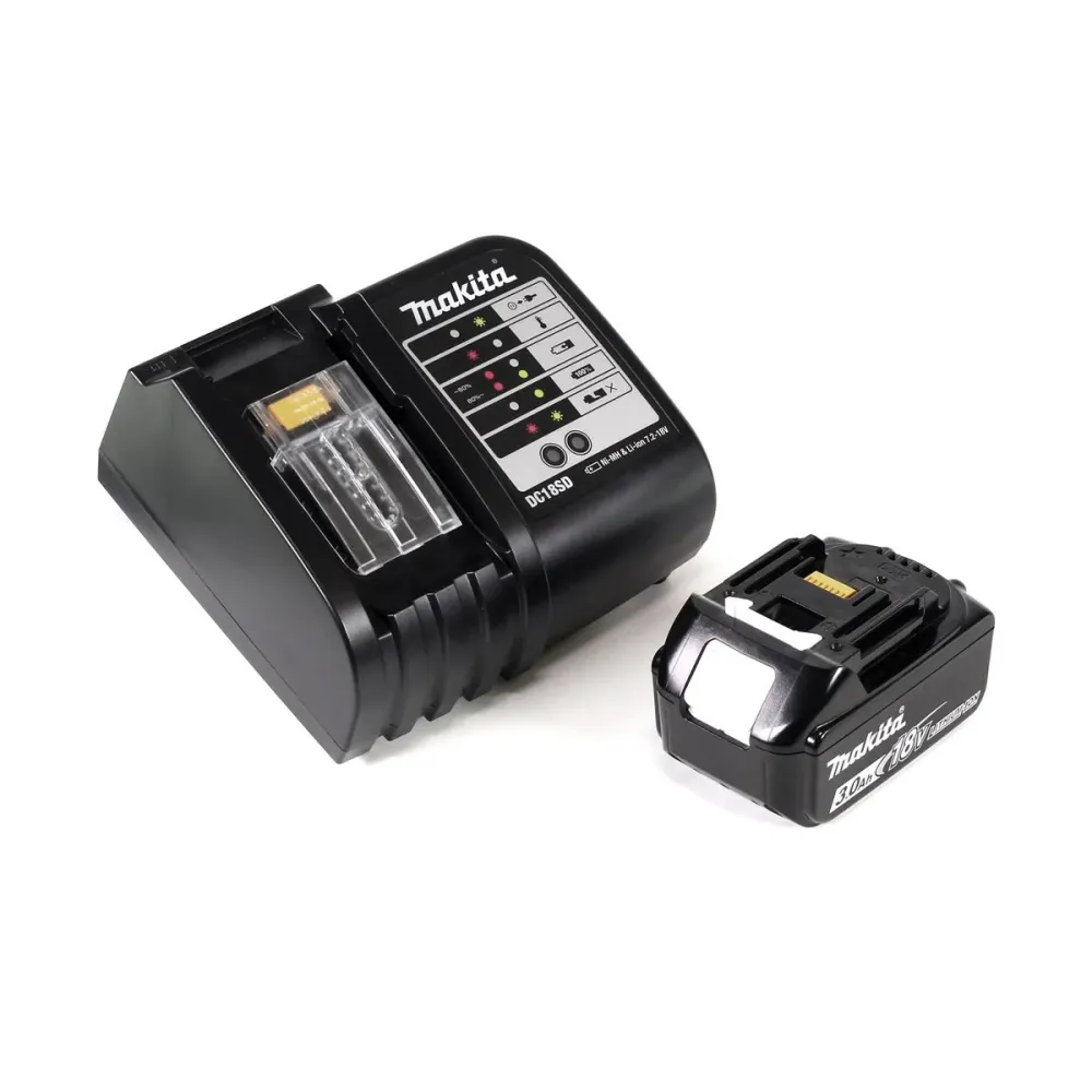 Taladro percutor inalámbrico Makita DHP 459 SFTK 18 V 45 Nm sin escobillas + 1x baterí 3,0 Ah + cargador + set de accesori...