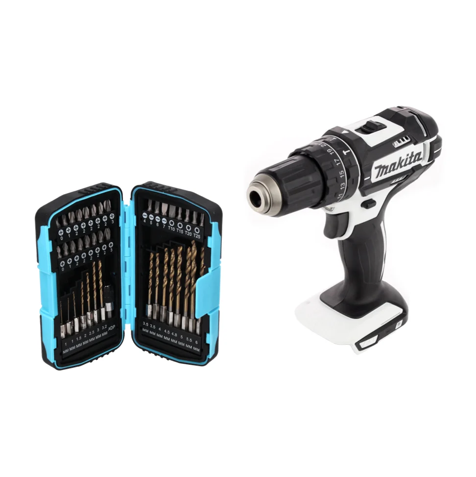 Taladro percutor inalámbrico Makita DHP 482 ZW 18 V 62 Nm + juego de brocas de 40 piezas - sin baterí, sin cargador