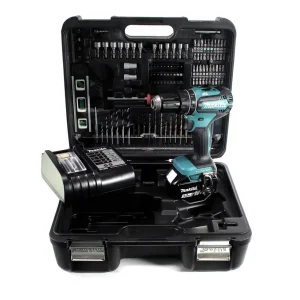 Taladro percutor inalámbrico Makita DHP 485 SFTK 18 V 50 Nm sin escobillas + 1x baterí 3,0 Ah + cargador + set de accesori...