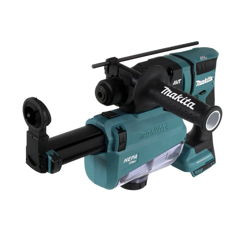 Taladro percutor inalámbrico Makita DHR 182 ZW 18V 1.7J SDS-plus solo sin escobillas + aspiración DX05 - sin baterí, sin c...