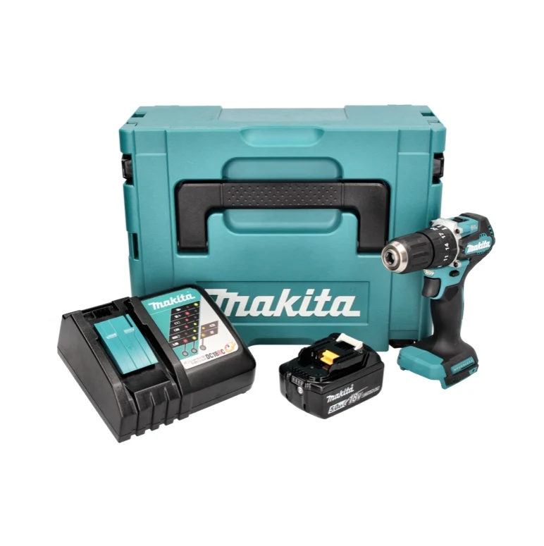 Taladro percutor sin escobillas Makita DHP 487 RT1J 18 V 40 Nm + 1x Baterí 5.0 Ah + Cargador + Makpac