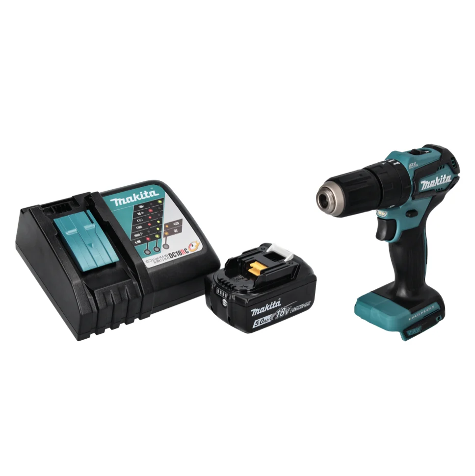 Taladro percutor sin escobillas Makita DHP 483 RT1 18 V 40 Nm + 1x Baterí 5.0 Ah + Cargador