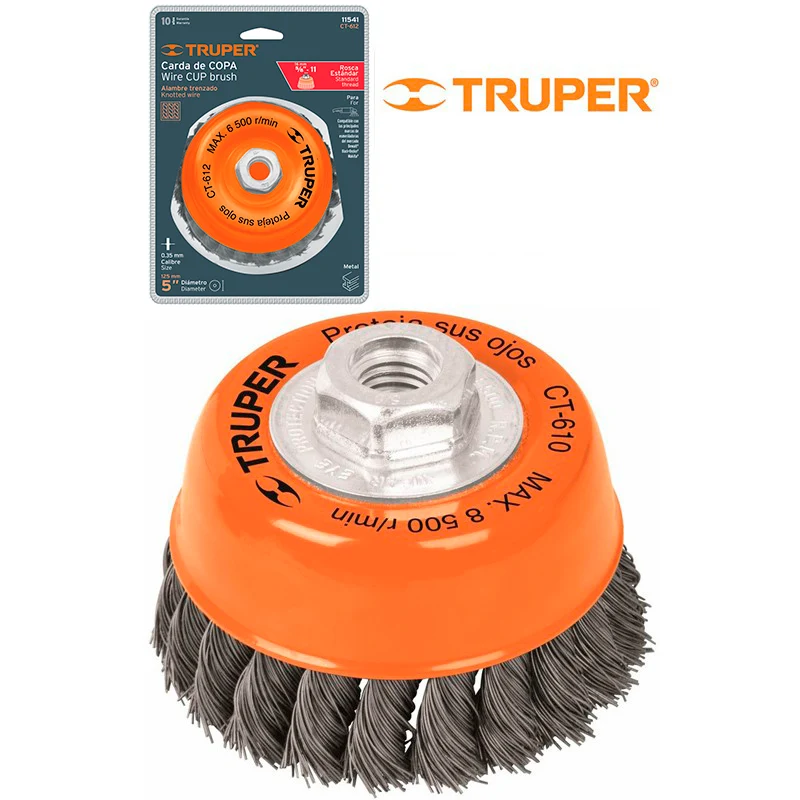 CARDA DE COPA ALAMBRE TRENZADO FINO TRUPER 4" MAYOREO FERRETERO S,A