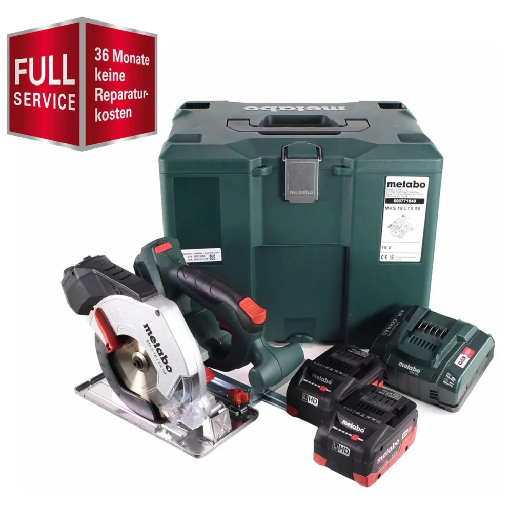 GRATIS 3 ños de servicio completo protección integral Metabo MKS 18 LTX 58 sierra circular para metal baterí 18V 165 mm +...