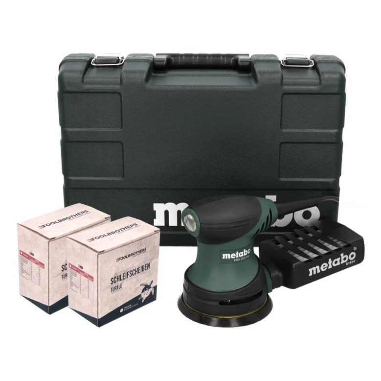 Lijadora rotorbital Metabo FSX 200 Intec 240 W 125 mm + 2x Toolbrothers TURTLE set de lijado + maletín