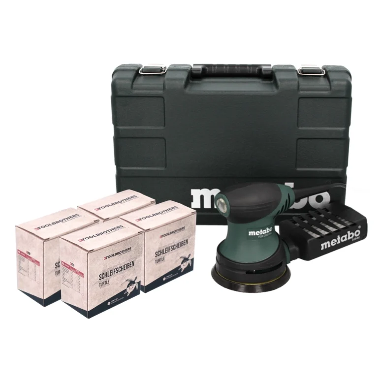 Lijadora rotorbital Metabo FSX 200 Intec 240 W 125 mm + 4x Toolbrothers TURTLE set de lijado + maletín