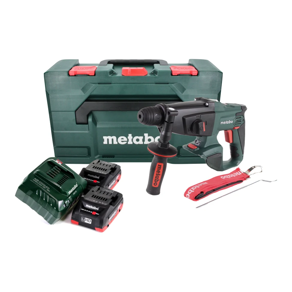 Martillo combinado baterí Metabo KHA 18 LTX 18V 2.2J SDS Plus + 2x baterías 4.0 Ah + cargador + metaBOX (600210800)