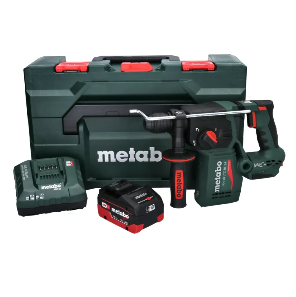 Martillo perforador baterí Metabo KH 18 LTX BL 24 18 V 2,2 J SDS Plus sin escobillas + 1x baterí recargable 5,5 Ah + carga...
