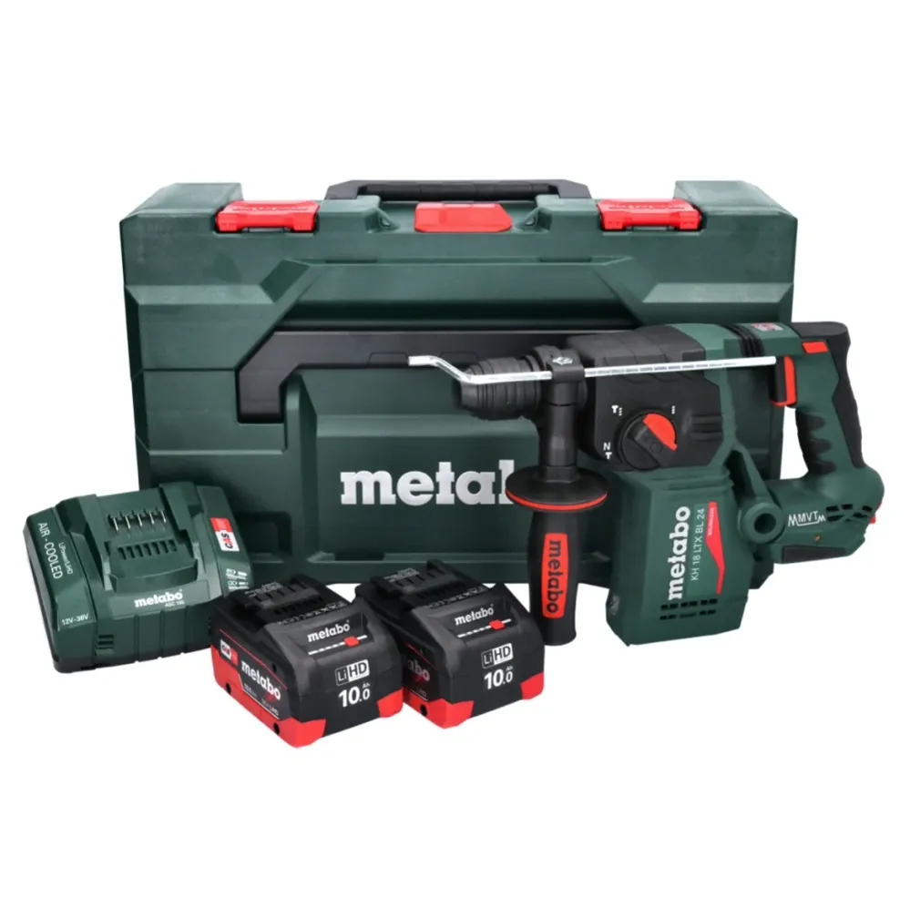 Martillo perforador baterí Metabo KH 18 LTX BL 24 18 V 2,2 J SDS Plus Brushless + 2x baterí recargable 10,0 Ah + cargador...