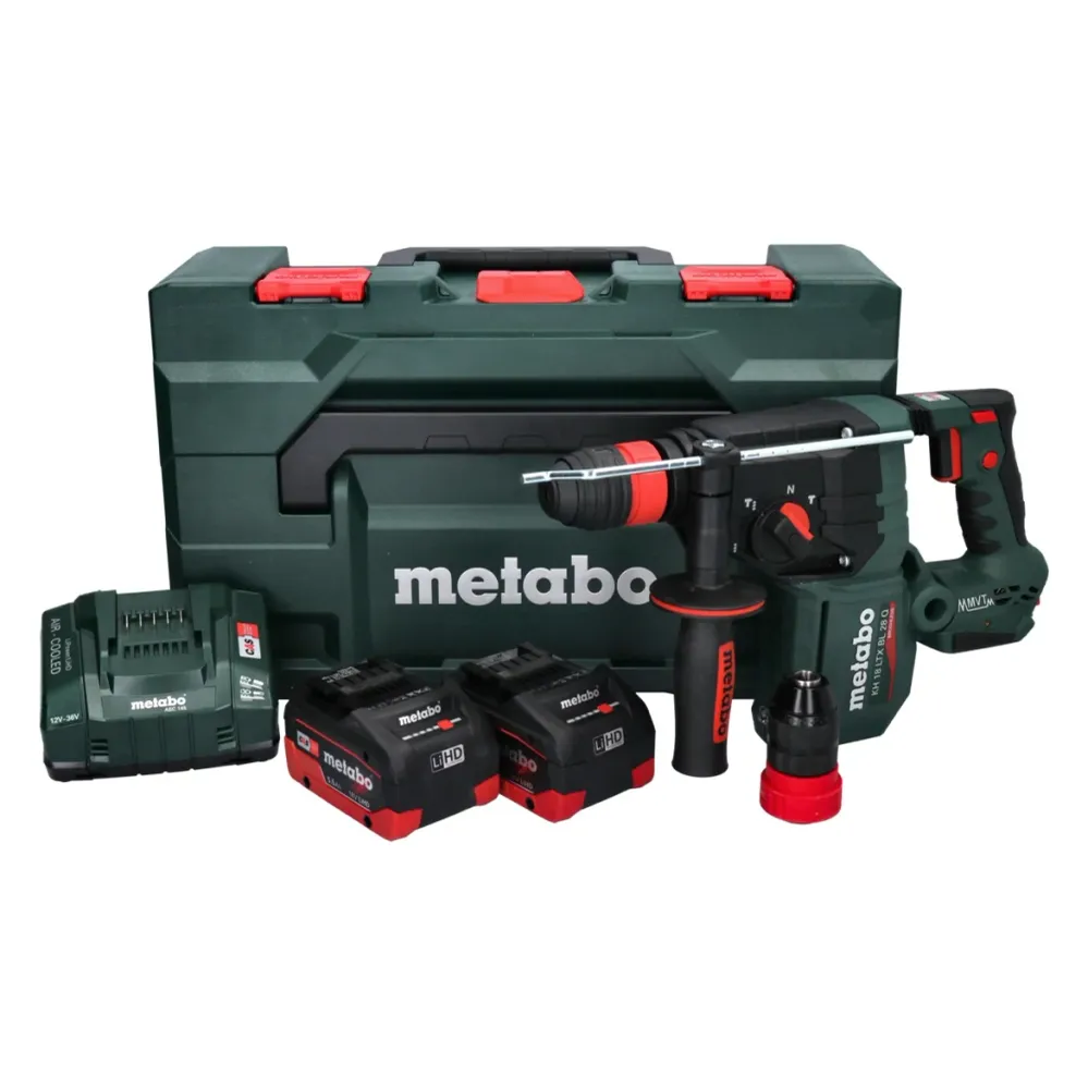 Martillo perforador baterí Metabo KH 18 LTX BL 28 Q 18 V 3 J SDS plus Brushless + 2 baterías de 5,5 Ah + cargador + metaBO...