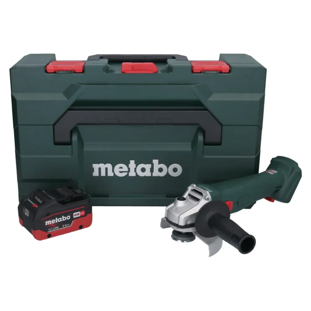 Metabo W 18 L 9-125 18 V 125 mm amoladora angular sin cable + 1x baterí 5,5 Ah + metaBOX - sin cargador