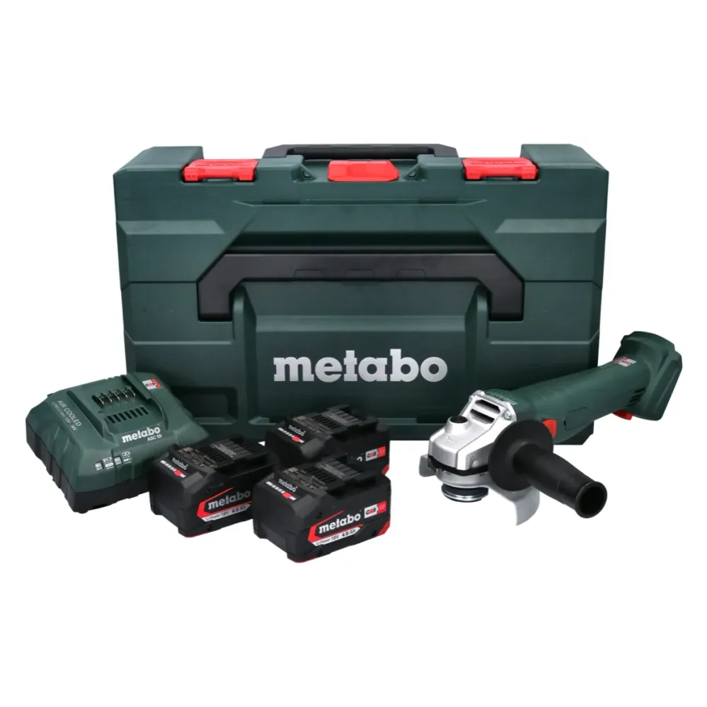 Metabo W 18 L 9-125 Amoladora angular baterí Quick 18 V 125 mm (602249960) + 3x baterías 4,0 Ah + cargador + metaBOX