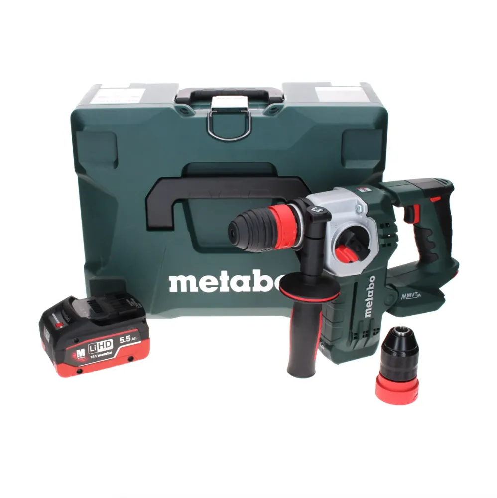 Metabo KHA 18 LTX BL 24 Martillo combinado baterí Quick 18 V 2,2 J SDS-plus sin escobillas + 1x baterí LiHD 5,5 Ah + MetaL...