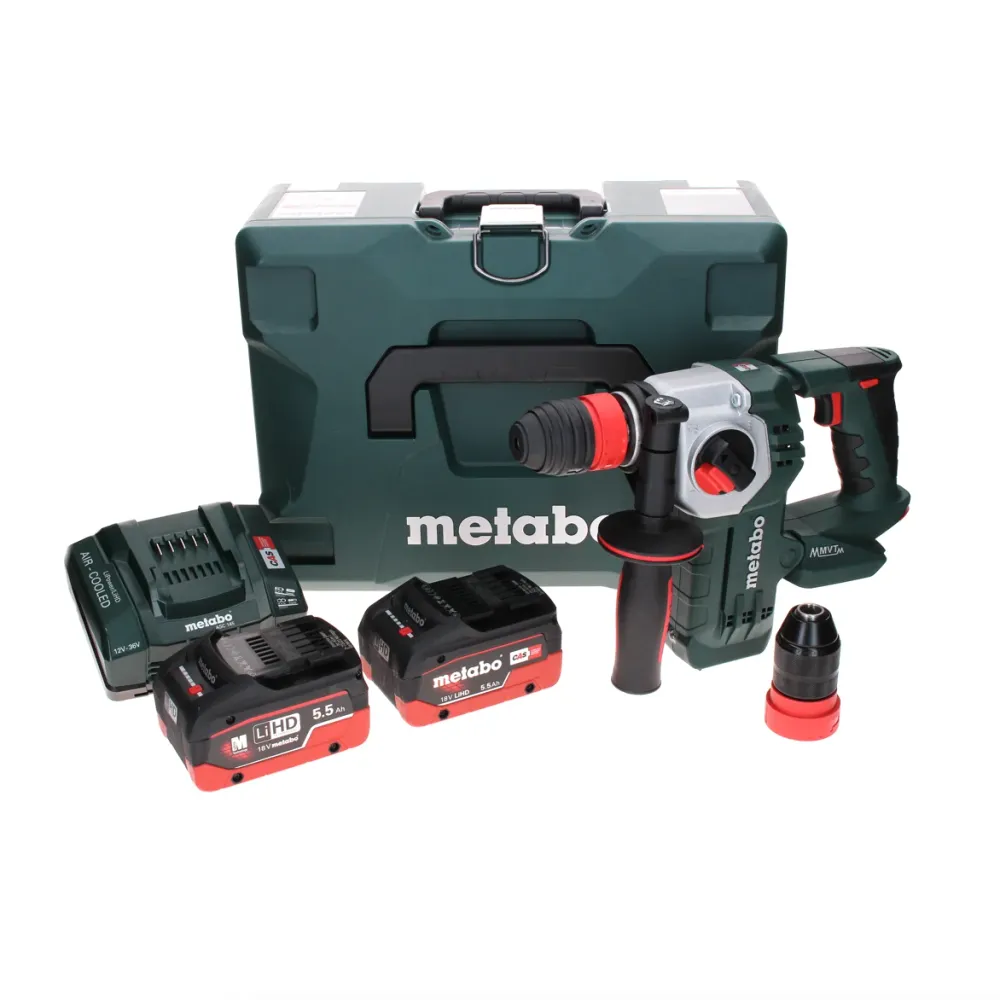 Metabo KHA 18 LTX BL 24 Quick martillo combinado con baterí 18 V 2,2 J SDS-plus sin escobillas + 2x baterí LiHD 5,5 Ah + c...