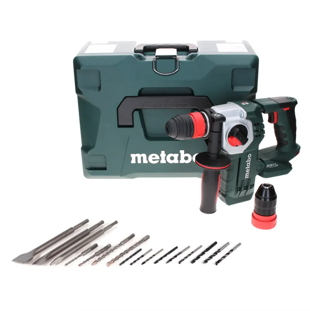 Metabo KHA 18 LTX BL 24 Quick Martillo combinado baterí 18 V 2,2 J SDS-plus sin escobillas + juego de taladro cincelado 16...