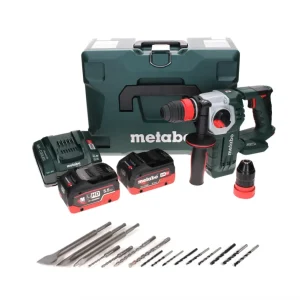 Metabo KHA 18 LTX BL 24 Quick martillo combinado baterí 18 V 2,2 J SDS-plus sin escobillas + 2x baterí LiHD 5,5 Ah + carga...