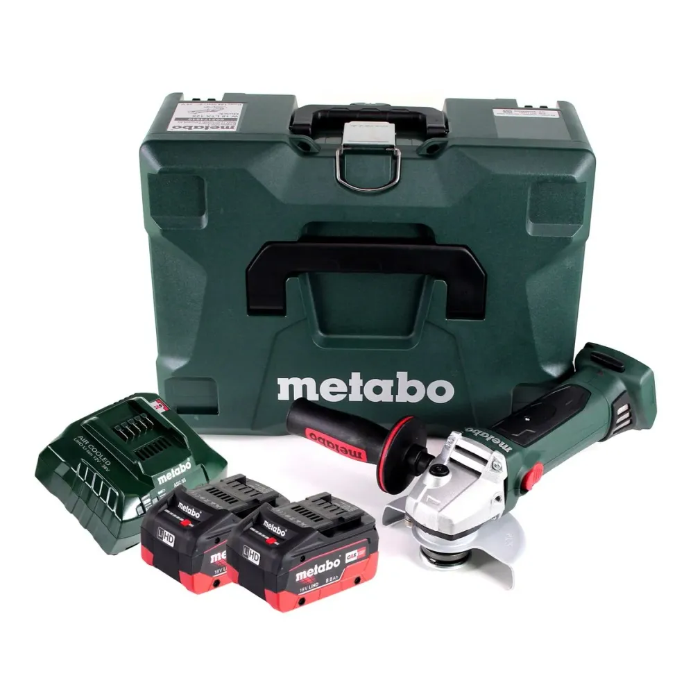 Metabo W 18 LTX 125 Amoladora angular baterí Quick 18 V 125 mm + 2 baterías 8,0 Ah + cargador + MetaLoc