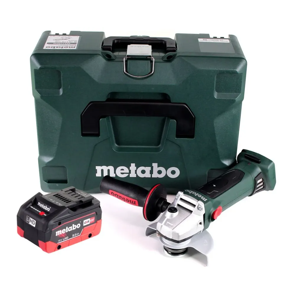 Metabo W 18 LTX 125 Amoladora angular baterí Quick 18 V 125 mm + 1x baterí 8,0 Ah + MetaLoc - sin cargador