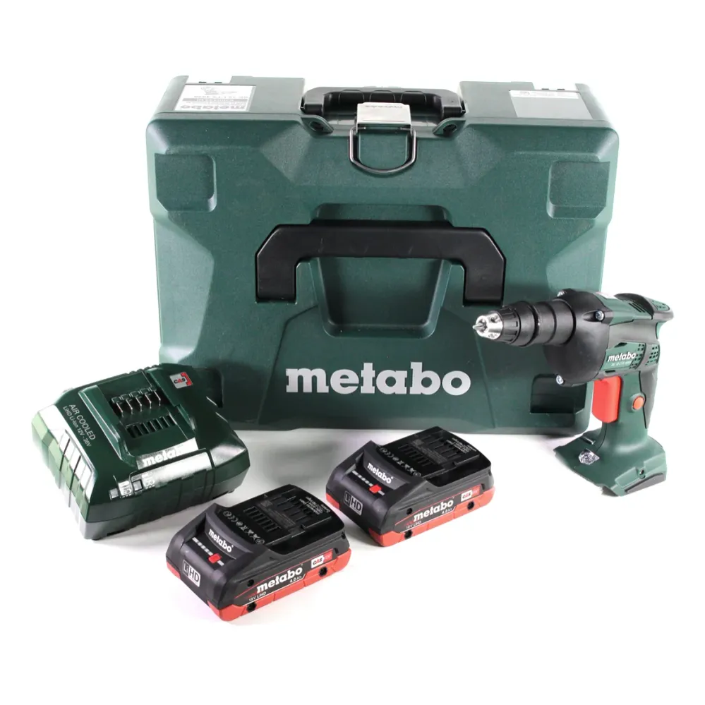 Metabo SE 18 LTX 4000 atornillador para construcción en seco baterí 18 V 7 Nm 1/4" + 2 baterías LiHD 4,0 Ah + cargador + M...