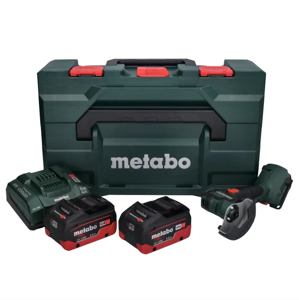 Metabo CC 18 LTX amoladora angular sin cable 18 V 76 mm sin escobillas + 2x baterí 5,5 Ah + cargador + metaBOX