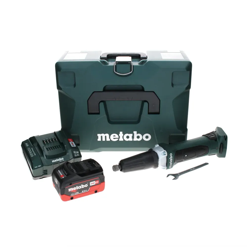 Metabo GA 18 LTX amoladora recta baterí 18 V + 1x baterí LiHD 8,0 Ah + cargador + MetaLoc