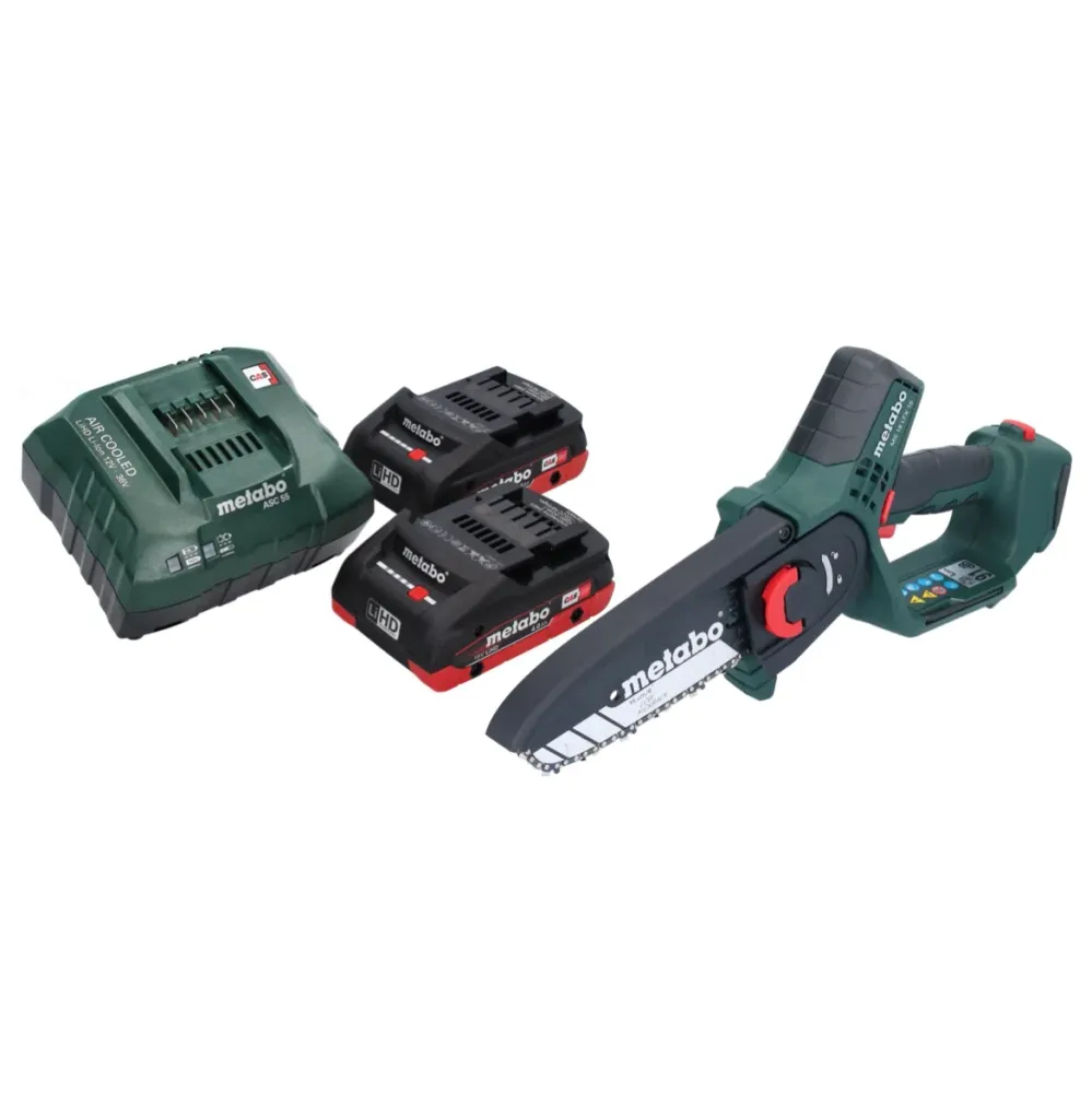 Metabo MS 18 LTX 15 sierra de podar sin cable 18 V 15 cm 5 m/s + 2x baterí recargable 4,0 Ah + cargador
