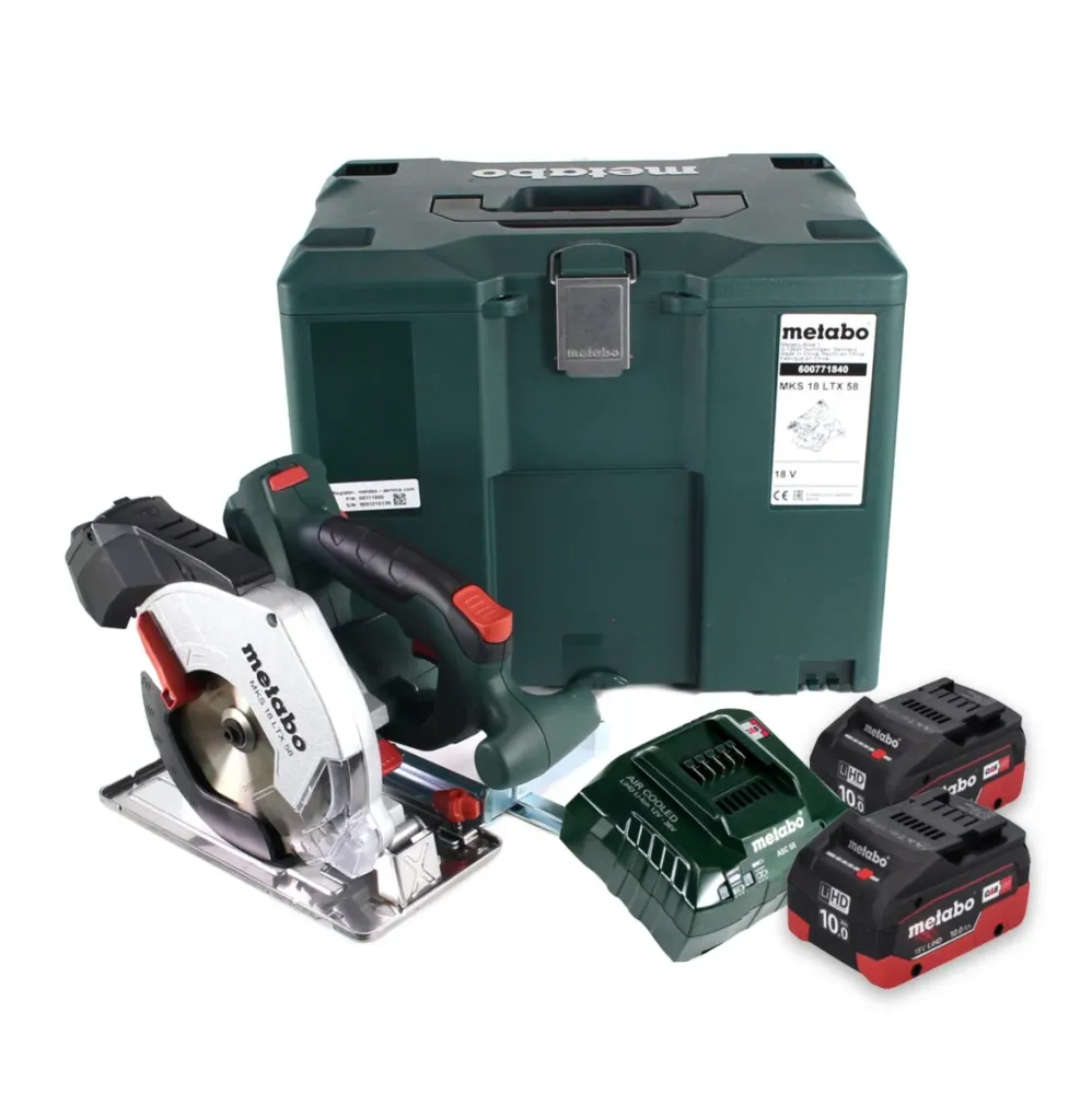 Metabo MKS 18 LTX 58 sierra circular para metal baterí 18 V 165 mm + 2 baterías 10,0 Ah + cargador + MetaLoc