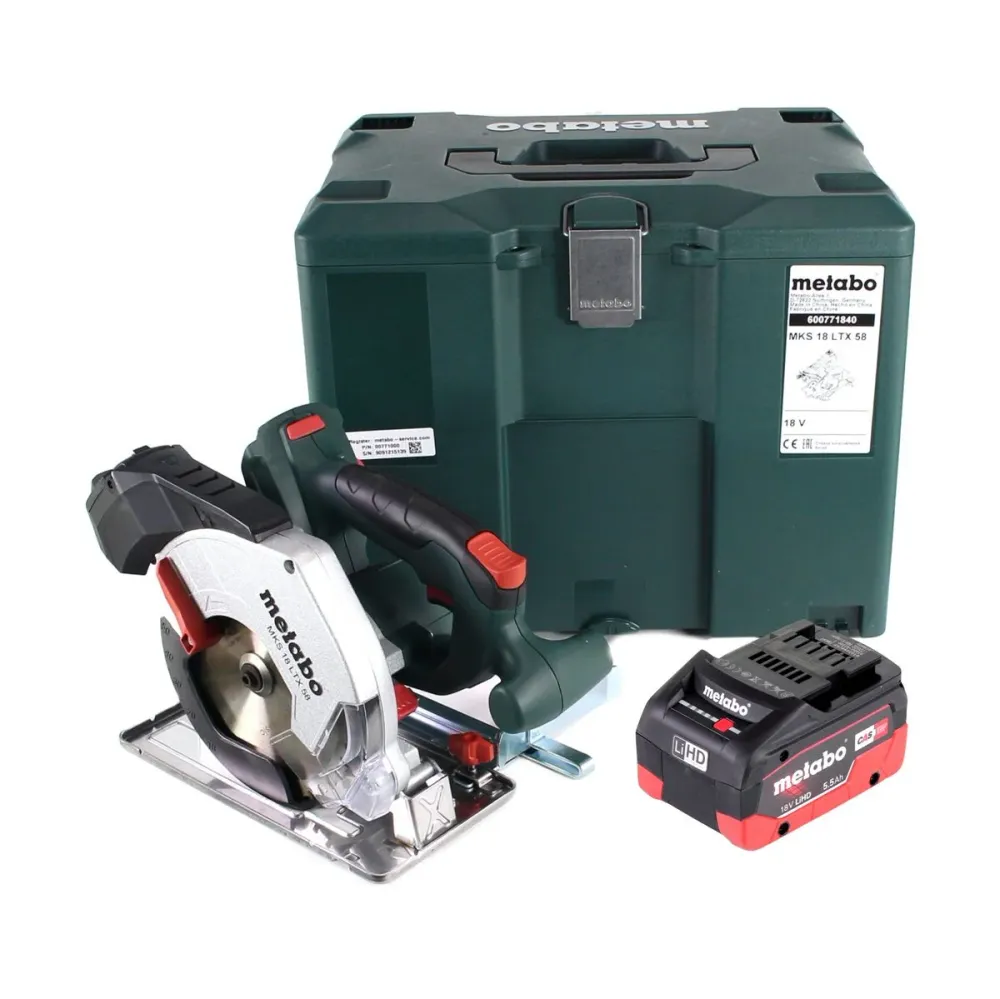 Metabo MKS 18 LTX 58 sierra circular para metal baterí 18 V 165 mm + 1x baterí 5,5 Ah + MetaLoc - sin cargador