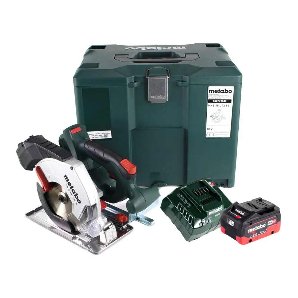 Metabo MKS 18 LTX 58 sierra circular para metal baterí 18 V 165 mm + 1x baterí 8,0 Ah + cargador + MetaLoc