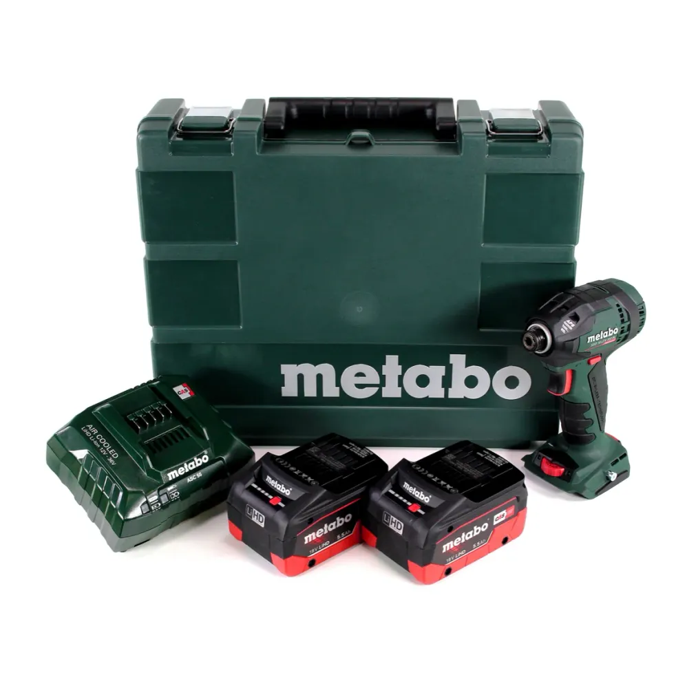 Metabo SSD 18 LTX 200 BL Atornillador de impacto inalámbrico 18V 1/4" 200Nm sin escobillas + 2x baterí 5,5Ah + cargador +...
