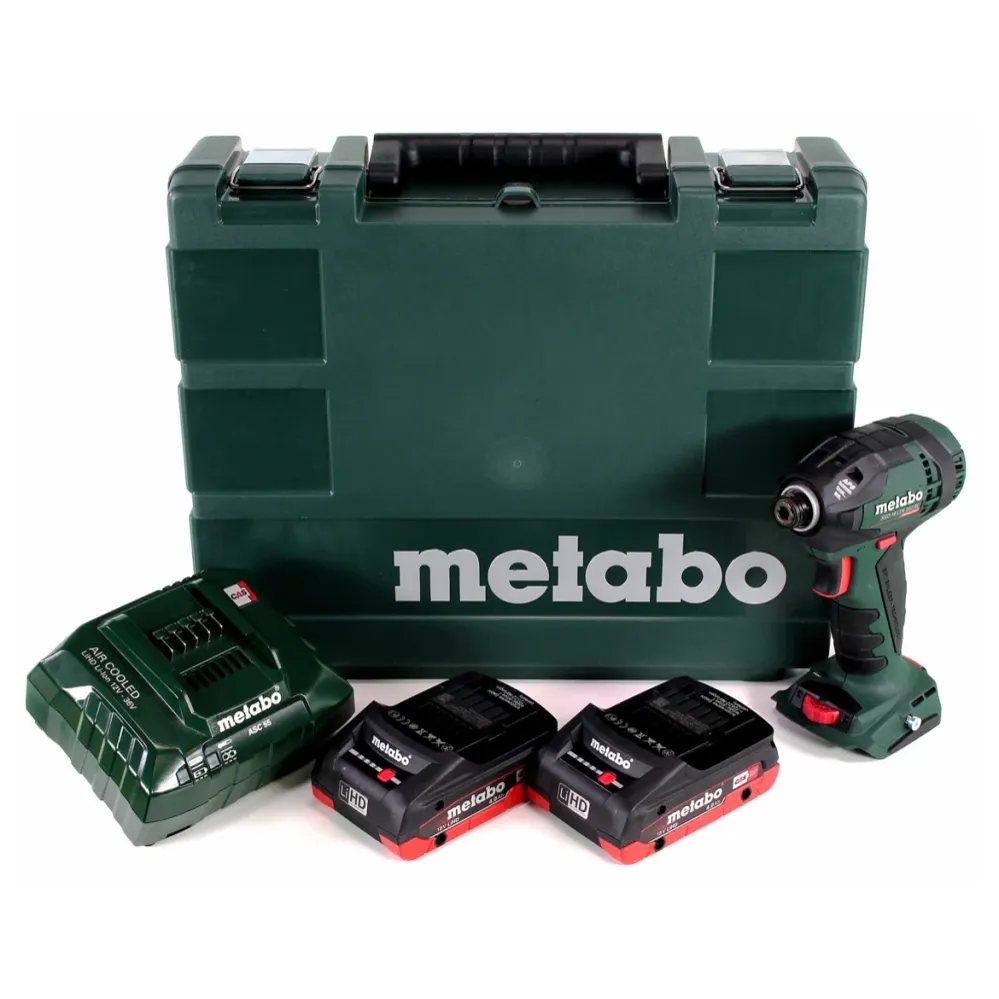 Metabo SSD 18 LTX 200 BL Llave de impacto baterí 18V 1/4" 200Nm sin escobillas + 2x baterí 4.0Ah + cargador + maletín (602...