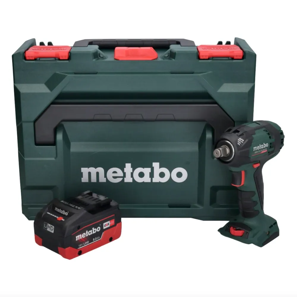 Metabo SSW 18 LTX 300 BL llave de impacto sin cable 18 V 300 Nm 1/2" sin escobillas + 1x baterí recargable 8,0 Ah + metaBO...