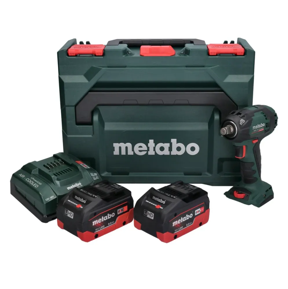 Metabo SSW 18 LTX 300 BL Llave de impacto sin cable 18 V 300 Nm 1/2" sin escobillas + 2x baterí recargable 8,0 Ah + cargad...