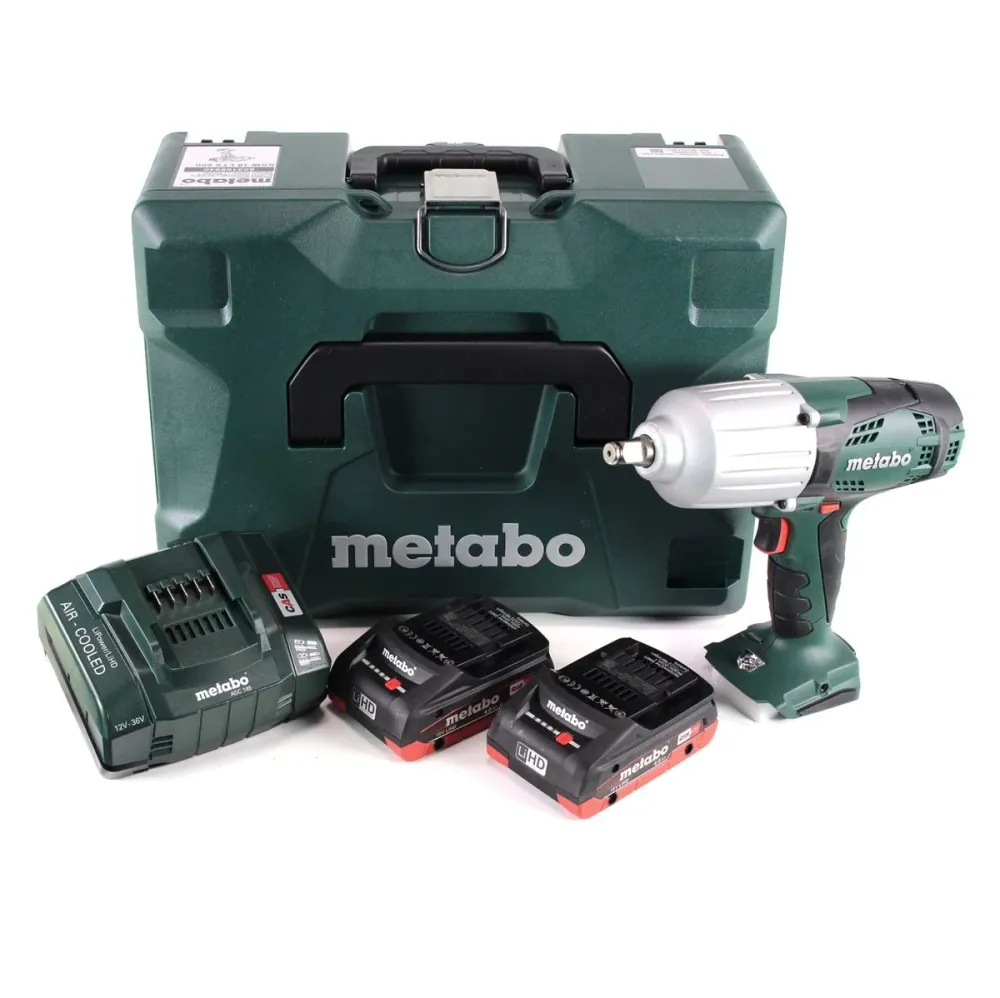 Metabo SSW 18 LTX 600 Atornillador de impacto baterí 18 V 600 Nm 1/2" + 2x baterí LiHD 4,0 Ah + cargador + MetaLoc