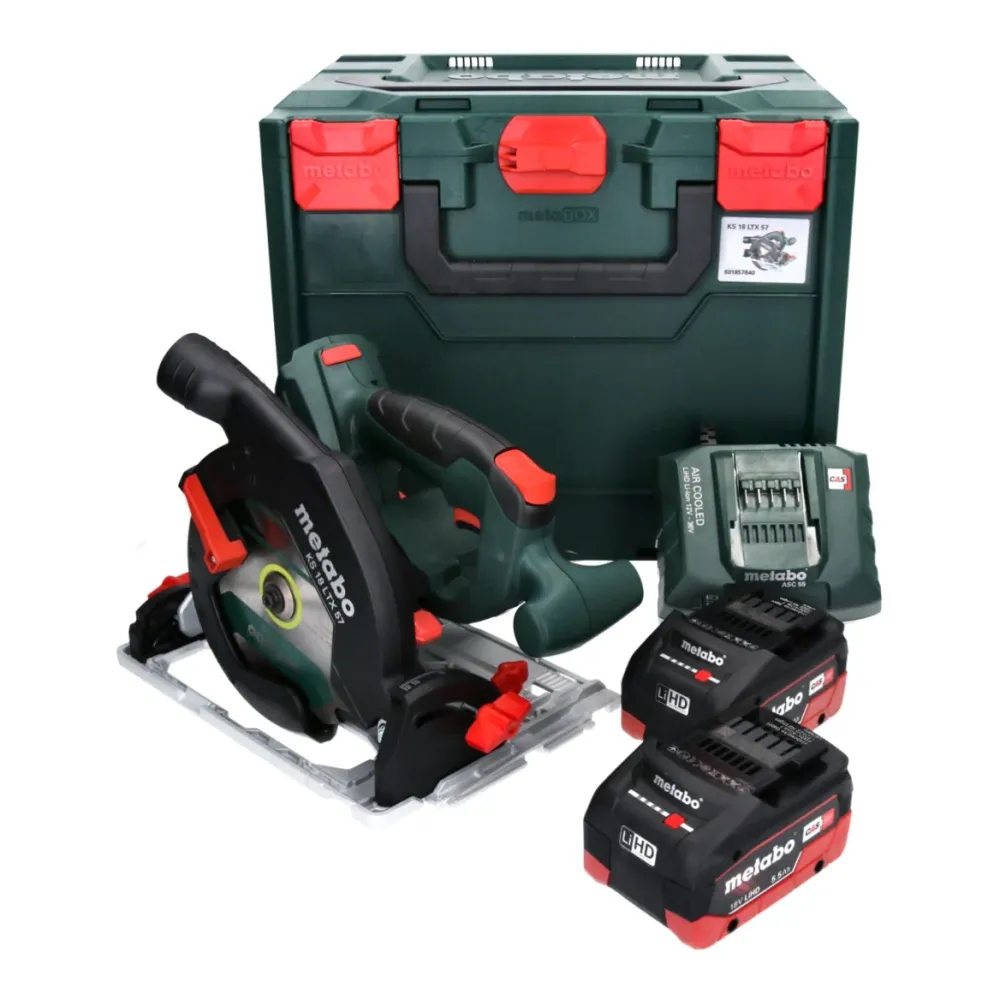Sierra circular de mano baterí Metabo KS 18 LTX 57 18 V 165 mm + 2x baterí 5,5 Ah + cargador + metaBOX