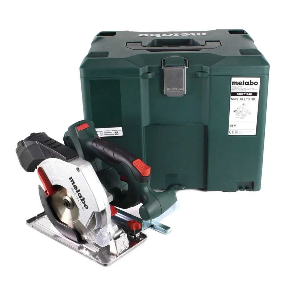 Sierra circular para metal baterí Metabo MKS 18 LTX 58 18V 165 mm Solo (600771840) + MetaLoc - sin baterí, sin cargador
