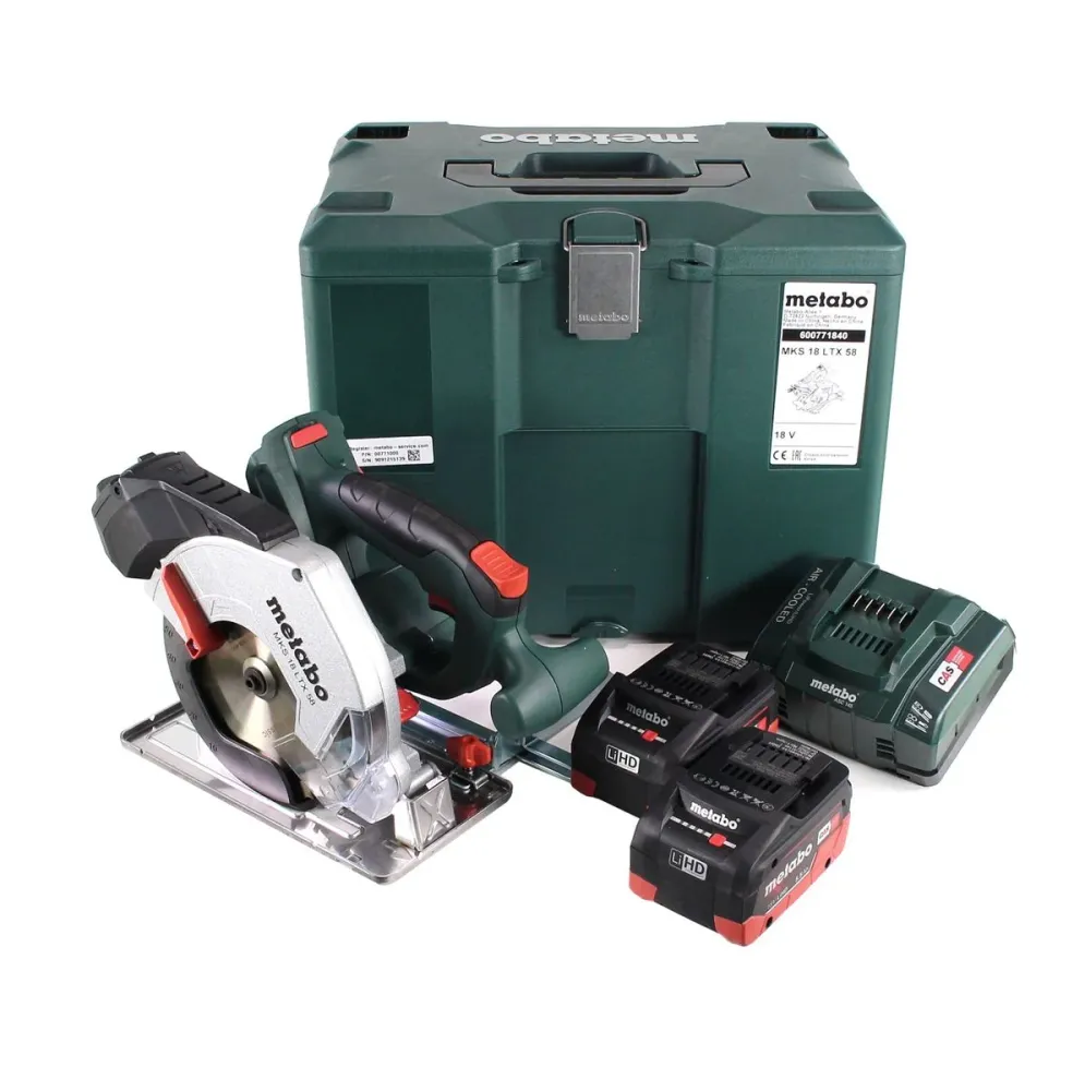 Sierra circular para metal baterí Metabo MKS 18 LTX 58 18V 165 mm (600771840) + 2x baterí 5,5Ah + cargador + MetaLoc