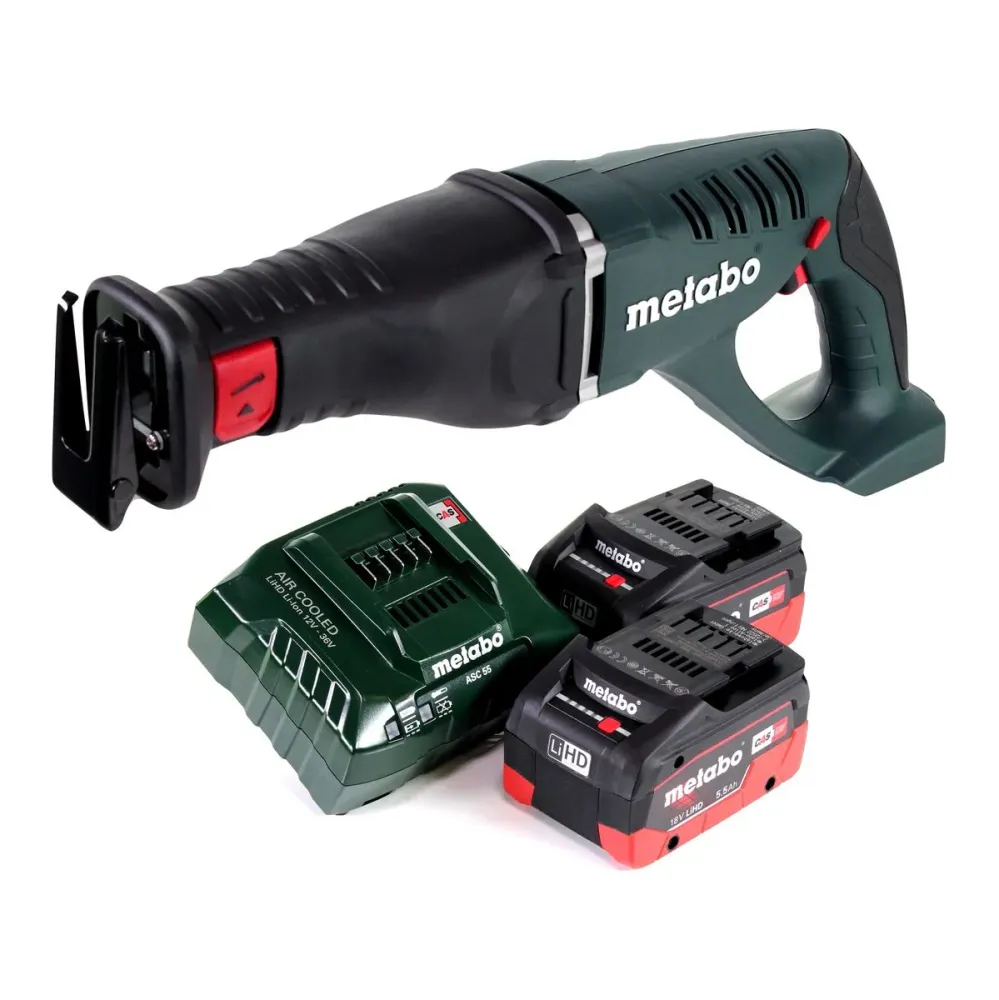 Sierra de sable baterí Metabo ASE 18 LTX sierra alternativa 18 V + 2 baterías 5,5 Ah + cargador