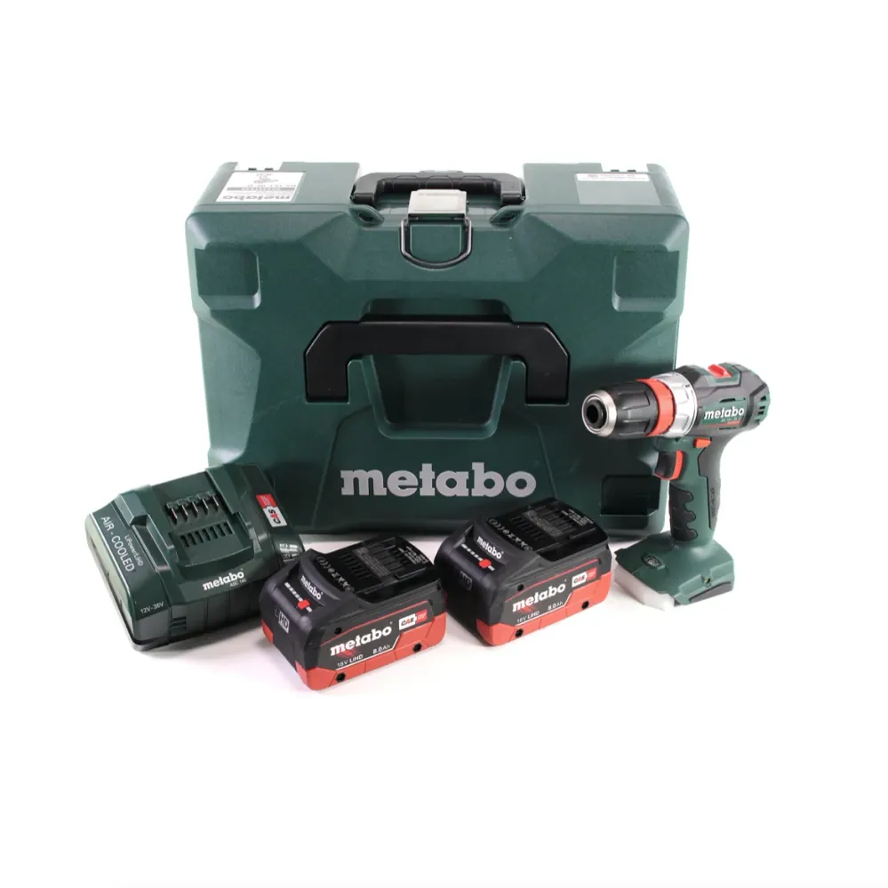 Taladro atornillador baterí Metabo BS 18 L BL Q 18 V 60 Nm sin escobillas + MetaLoc + 2 baterías 8,0 Ah LiHD + cargador