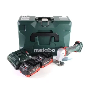Tijeras de hojalata para baterí Metabo SCV 18 LTX BL 1.6 18 V sin escobillas + 2x baterí LiHD 5,5 Ah + cargador + MetaLoc