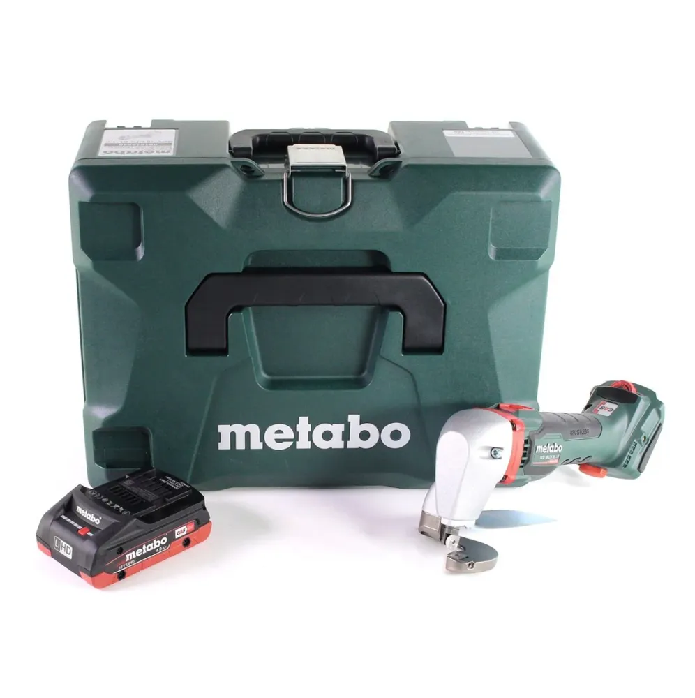 Tijeras de hojalata para baterí Metabo SCV 18 LTX BL 1.6 18 V sin escobillas + 1x baterí LiHD 4,0 Ah + MetaLoc - sin cargador
