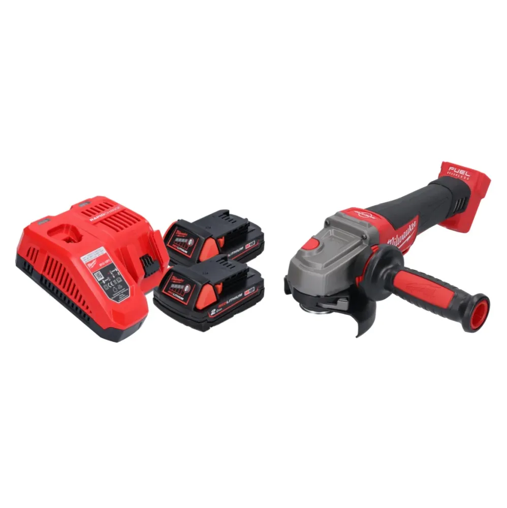 Amoladora angular baterí Milwaukee M18 CAG115XPDB-202 18 V 115 mm sin escobillas + 2x baterías 2,0 Ah + cargador