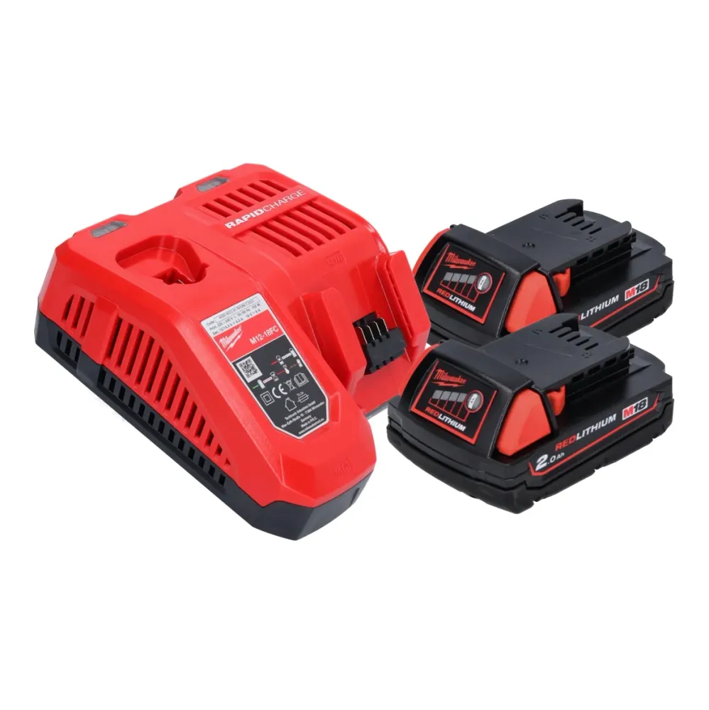 Amoladora angular baterí Milwaukee M18 CAG115XPDB-202 18 V 115 mm sin escobillas + 2x baterías 2,0 Ah + cargador